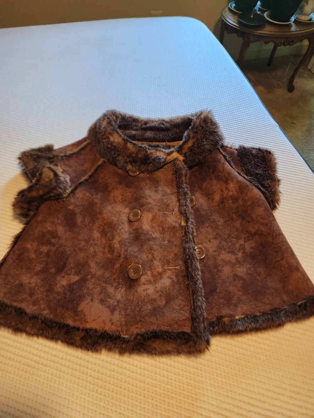 Fabulous Furs Brown Faux Suede Vest with Faux Fur Trim